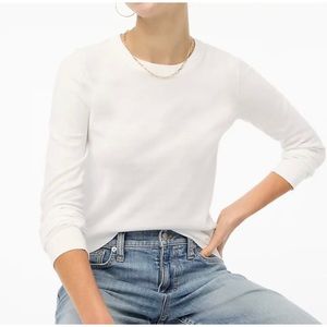 J Crew Teddie Crewneck 100% Cotton White Sweater Size Large
